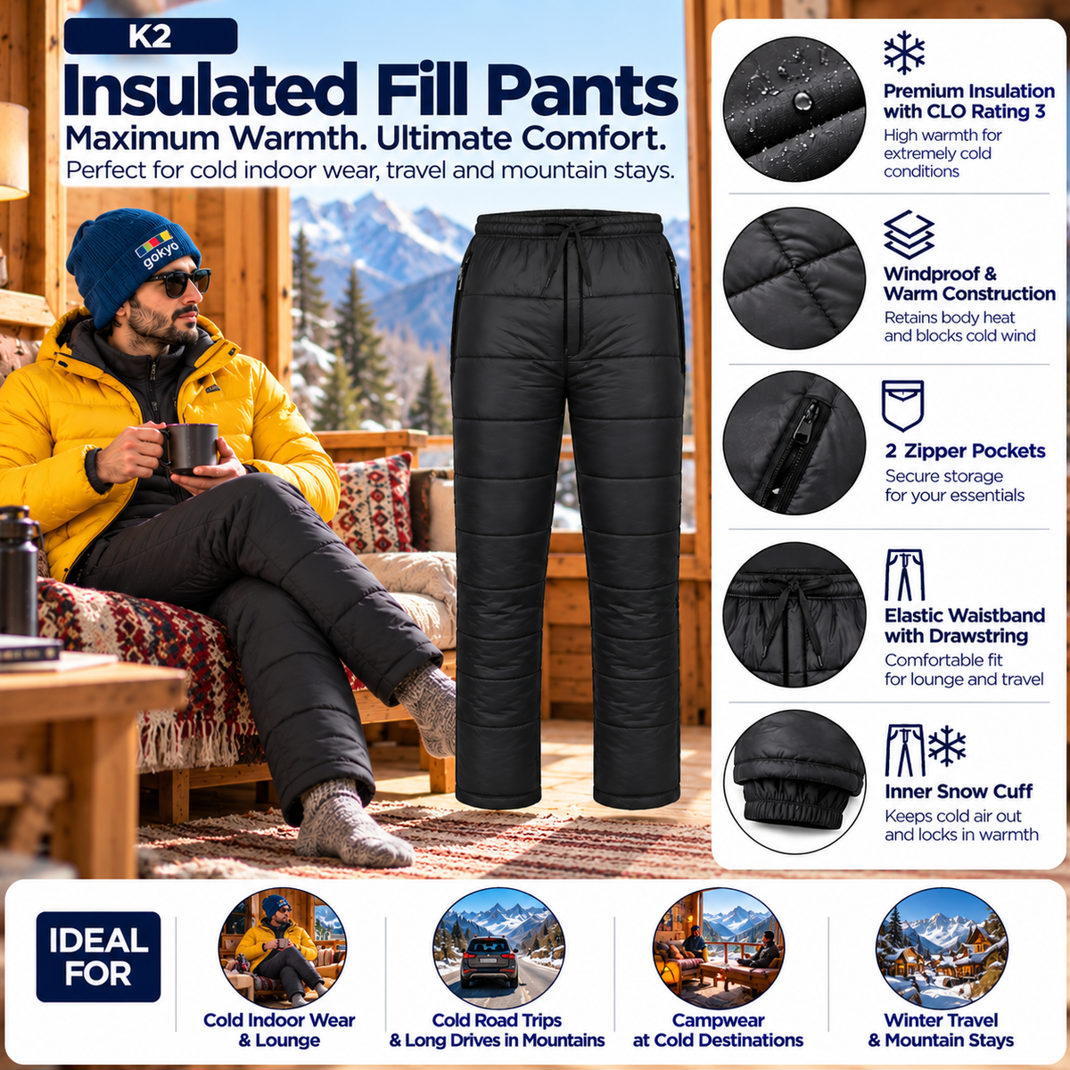 Buy Gokyo K2 Insulated Fill Pants | Insulated Pants at Gokyo Outdoor Clothing & Gear