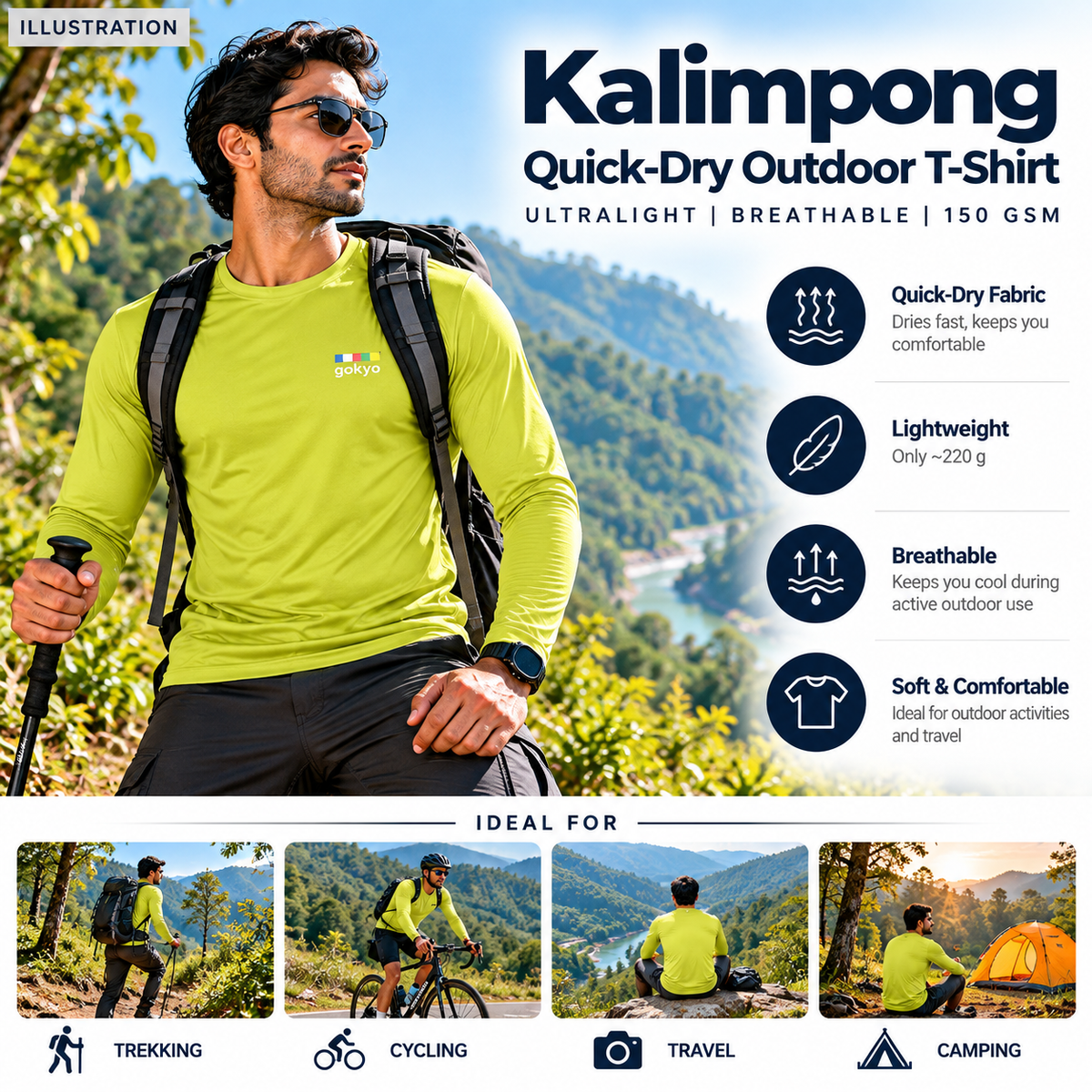 Buy Gokyo Kalimpong Ultralight Quick-Dry Outdoor T-Shirt | Trekking & Hiking T-shirts at Gokyo Outdoor Clothing & Gear