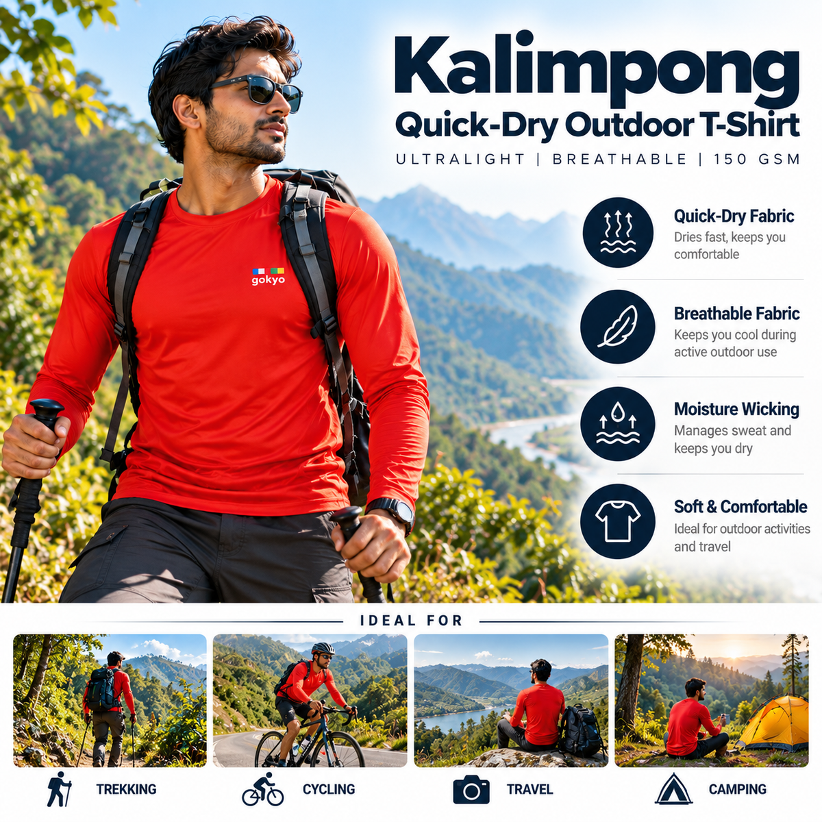 Buy Gokyo Kalimpong Ultralight Quick-Dry Outdoor T-Shirt | Trekking & Hiking T-shirts at Gokyo Outdoor Clothing & Gear