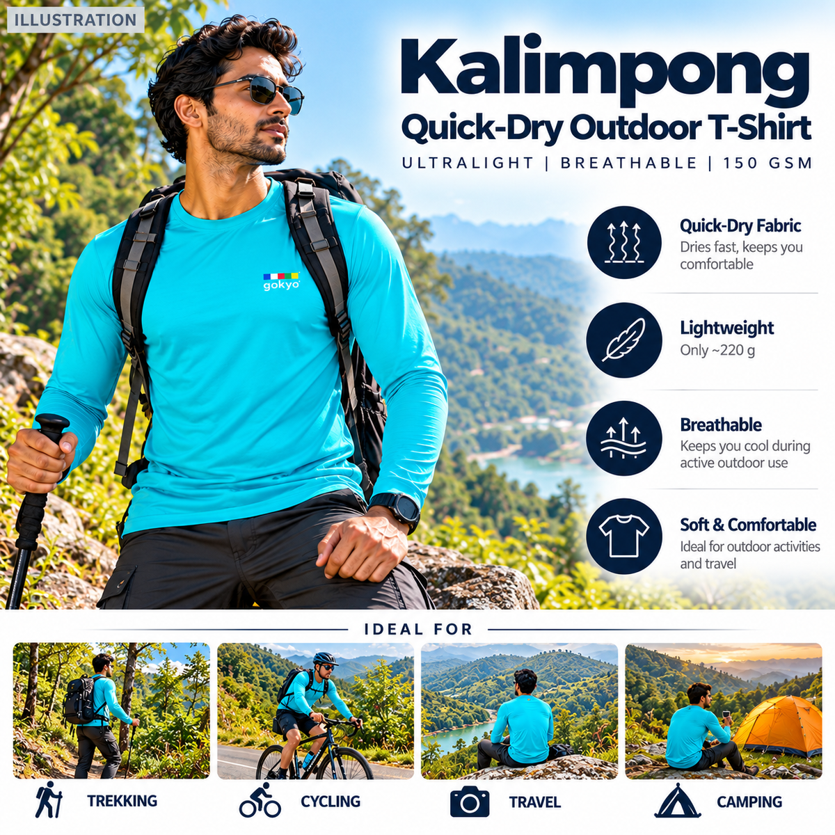 Buy Gokyo Kalimpong Ultralight Quick-Dry Outdoor T-Shirt | Trekking & Hiking T-shirts at Gokyo Outdoor Clothing & Gear