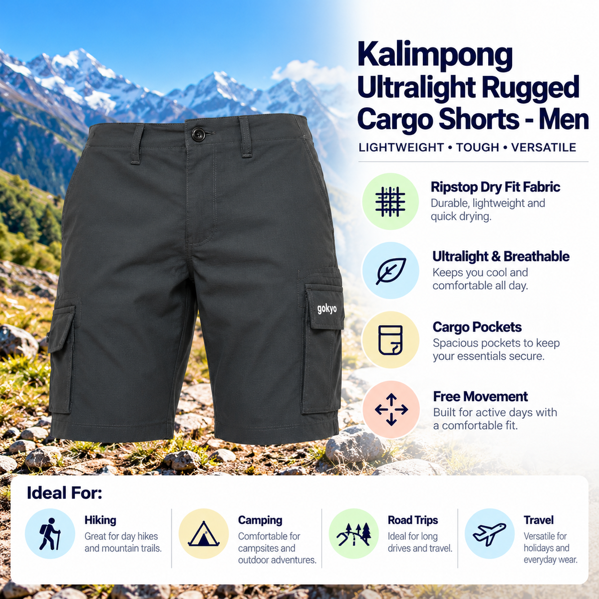 Buy Gokyo Kalimpong Ultralight Rugged Cargo Shorts | at Gokyo Outdoor Clothing & Gear