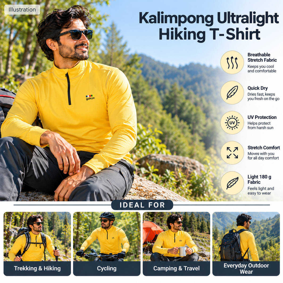 Buy Gokyo Kalimpong Ultralight Hiking Tshirt | Trekking & Hiking T-shirts at Gokyo Outdoor Clothing & Gear