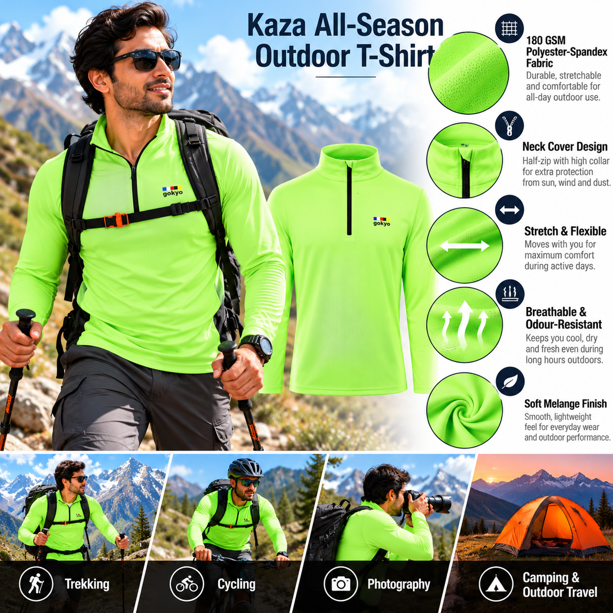 Buy Gokyo Kaza All Season Outdoor & Trekking Tshirt | Trekking & Hiking T-shirts at Gokyo Outdoor Clothing & Gear