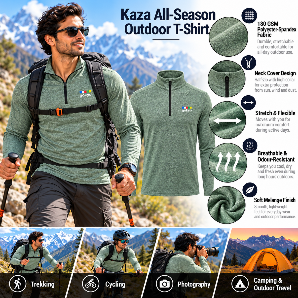 Buy Gokyo Kaza All Season Outdoor & Trekking Tshirt | Trekking & Hiking T-shirts at Gokyo Outdoor Clothing & Gear