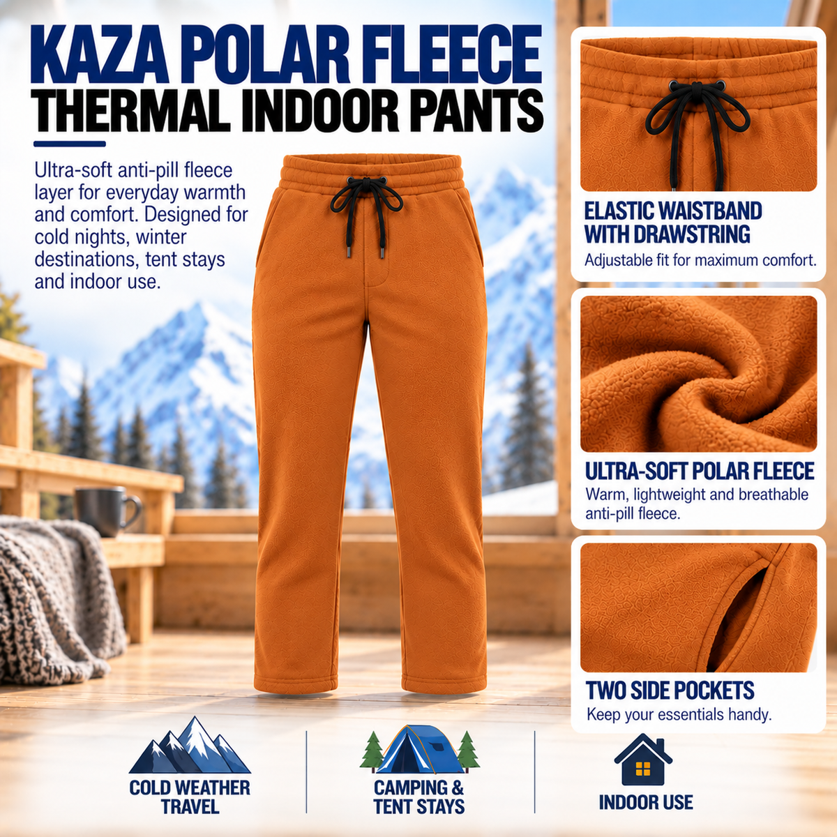Buy Gokyo Kaza Polar Fleece Thermal Indoor Pants | Mens Trekking & Hiking Pants at Gokyo Outdoor Clothing & Gear