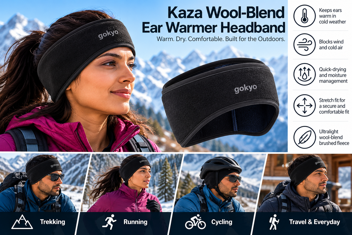 Kaza Wool-Blend Brushed Ear Warmer Headband features and lifestyle