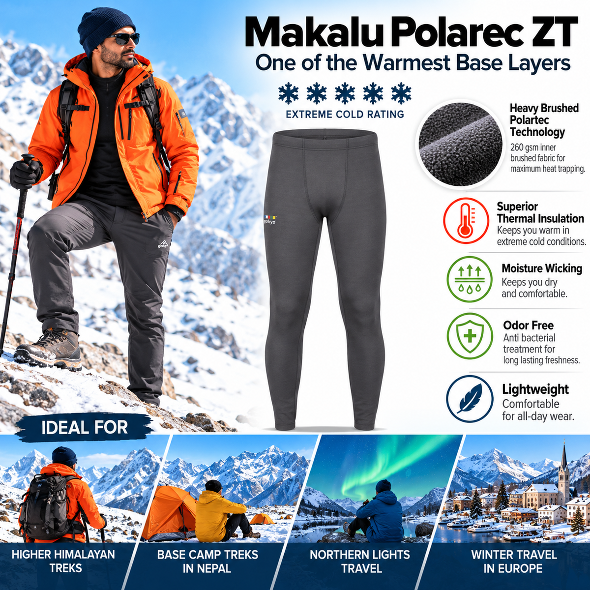 Buy Gokyo Makalu Polarec ZT Base Layer Bottom | Base Layer Thermals at Gokyo Outdoor Clothing & Gear