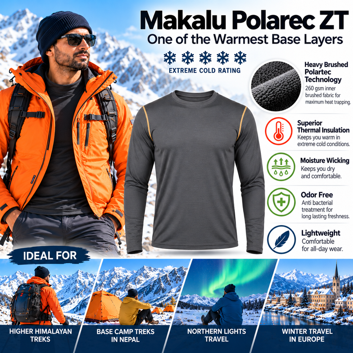 Buy Gokyo Makalu Polarec ZT Base Layer Top | Base Layer Thermals at Gokyo Outdoor Clothing & Gear