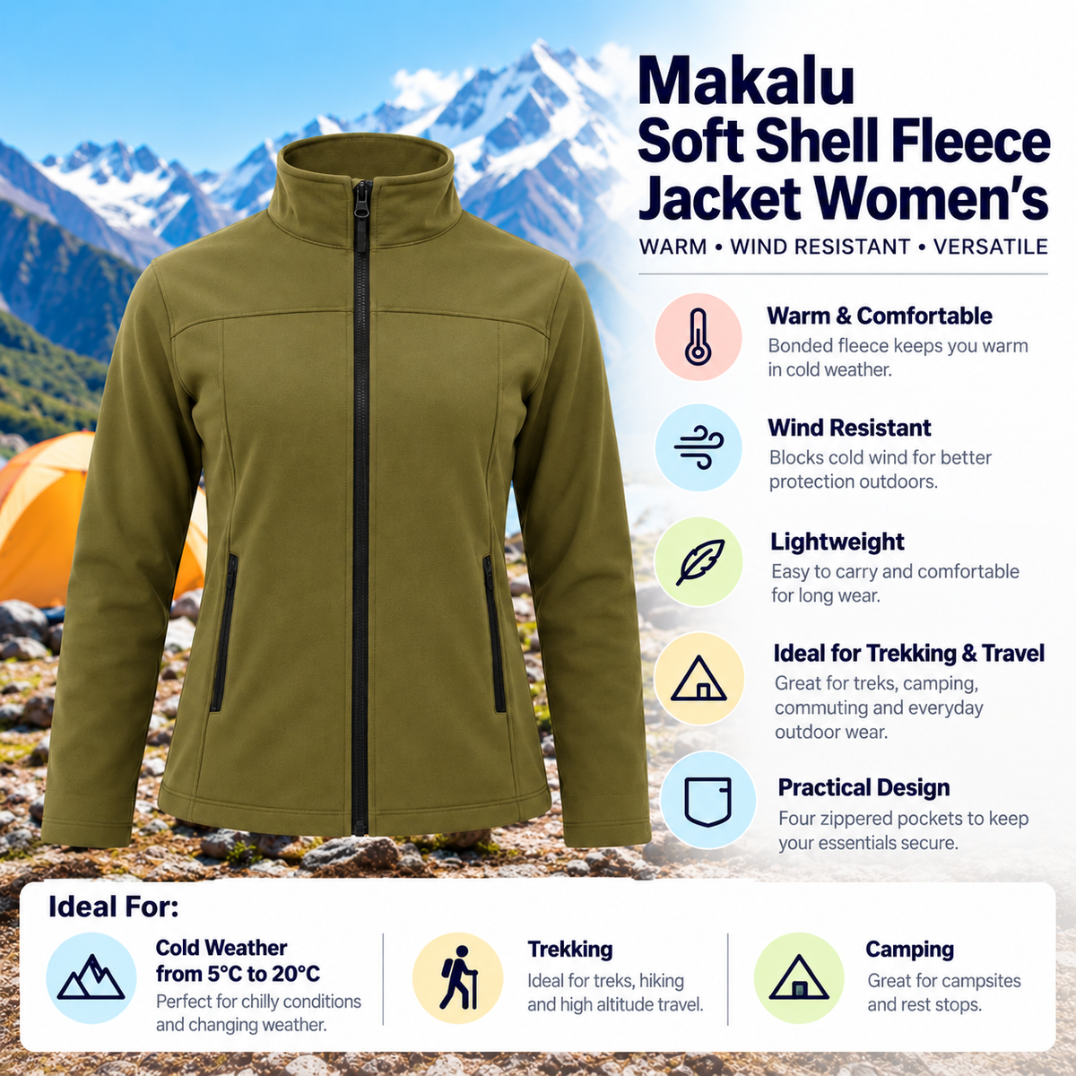Buy Gokyo Makalu Soft Shell Fleece Womens Jacket | Jackets at Gokyo Outdoor Clothing & Gear