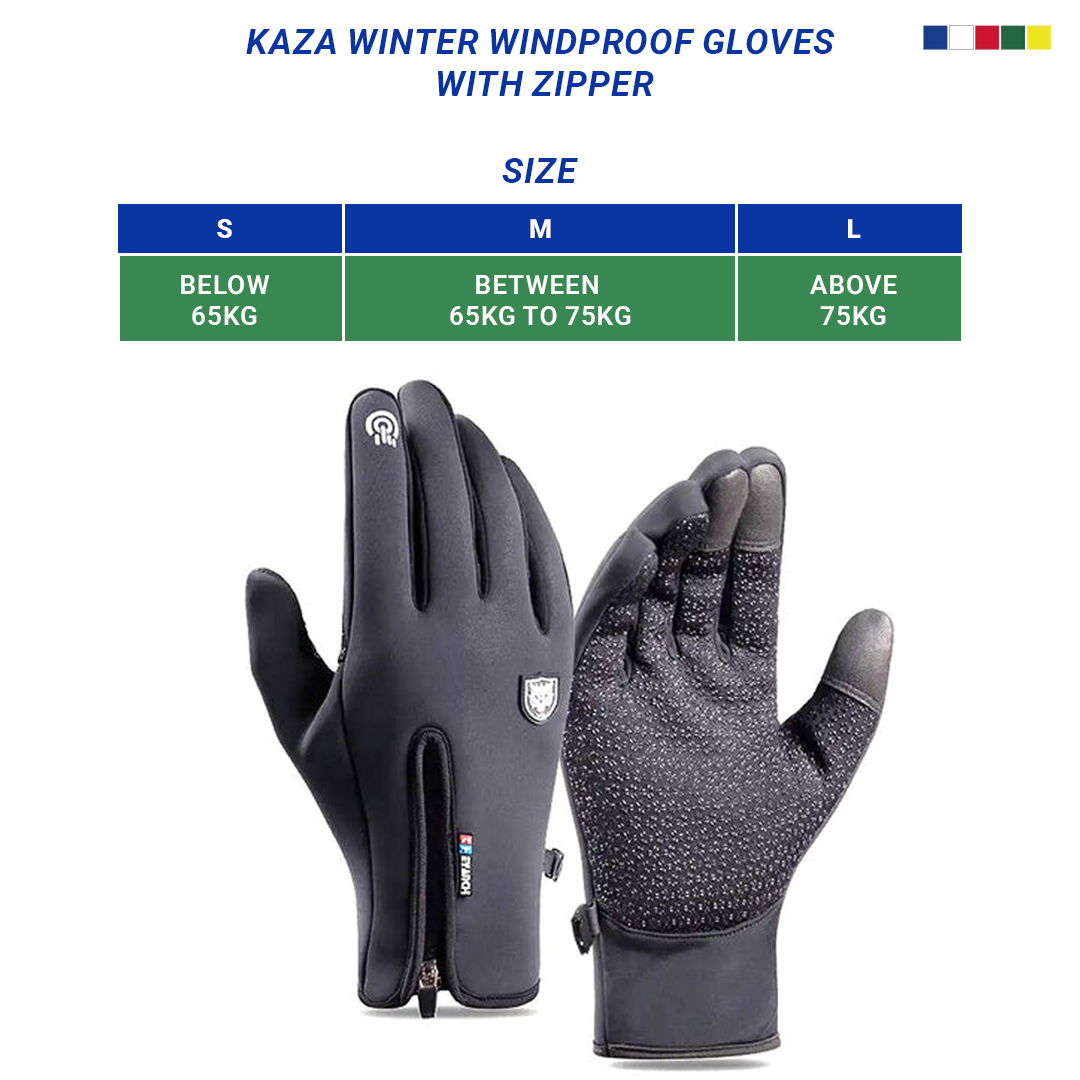 Buy Gokyo Kaza Winter Windproof Touchscreen Gloves with Zipper | Cold Weather Gloves at Gokyo Outdoor Clothing & Gear