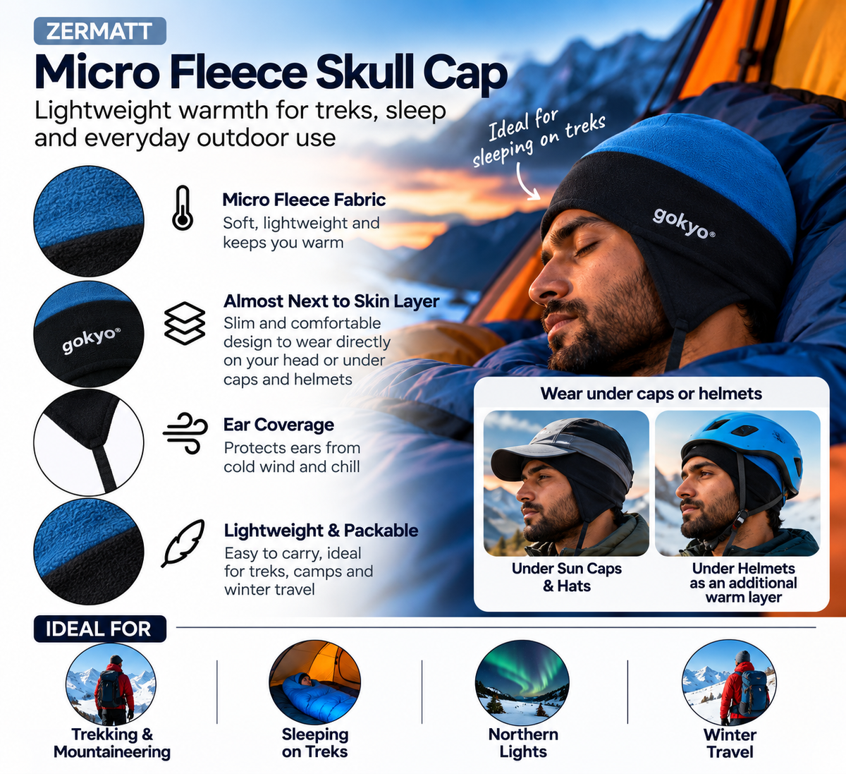 Buy Gokyo Zermatt Micro Fleece Skull Cap | Hats at Gokyo Outdoor Clothing & Gear
